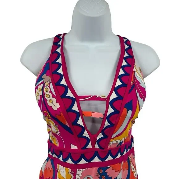 Trina Turk Sevilla V Plunge Strappy One Piece Swimsuit Sz. 14 - Picture 3 of 11